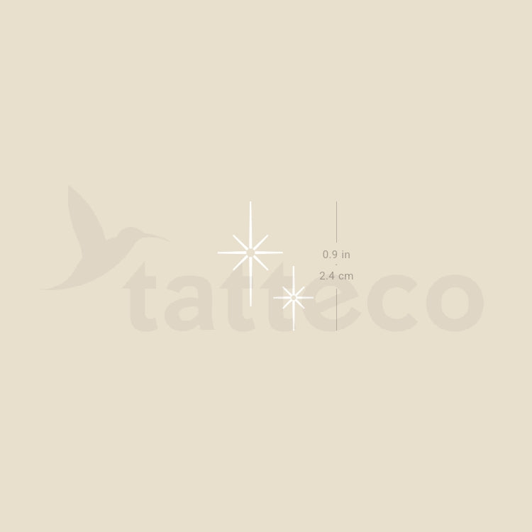 White Shinning Stars Temporary Tattoo - Set of 3