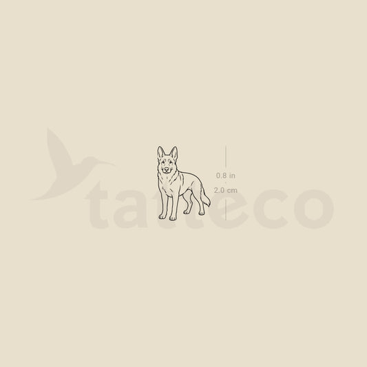Fine Line German Shepherd Temporary Tattoo - Set of 3