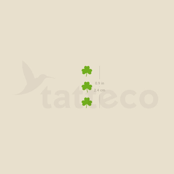 Three Tiny Three Leaf Clovers Temporary Tattoo - Set of 3