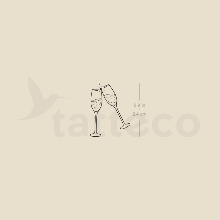 Champagne Glasses Temporary Tattoo - Set of 3