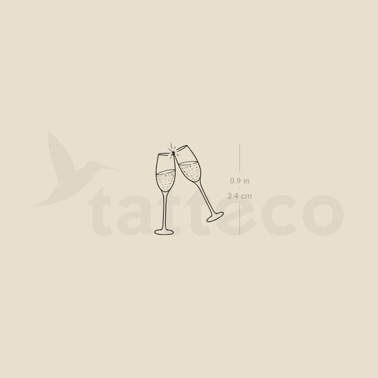 Champagne Glasses Temporary Tattoo - Set of 3