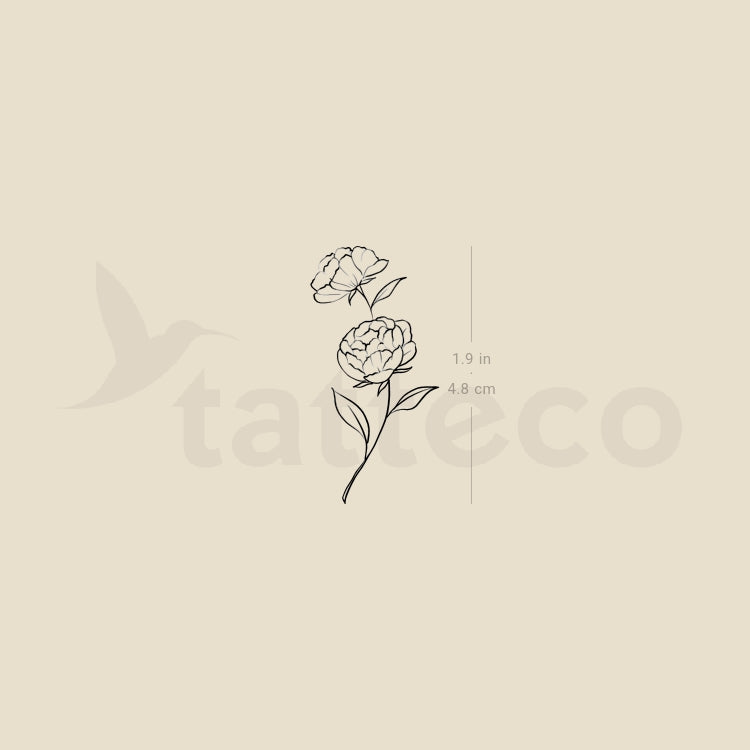 Peony Temporary Tattoo By M3.Ink - Set of 3