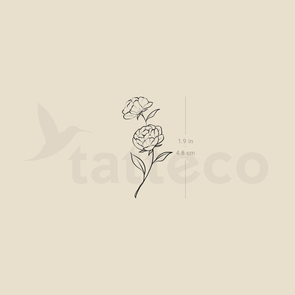 Peony Temporary Tattoo By M3.Ink - Set of 3