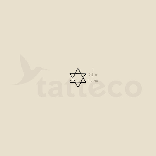 One Line Star Of David Temporary Tattoo - Set of 3
