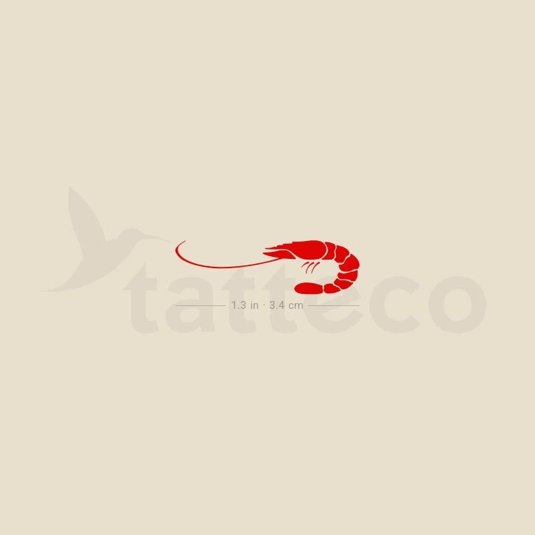 Red Prawn Temporary Tattoo - Set of 3