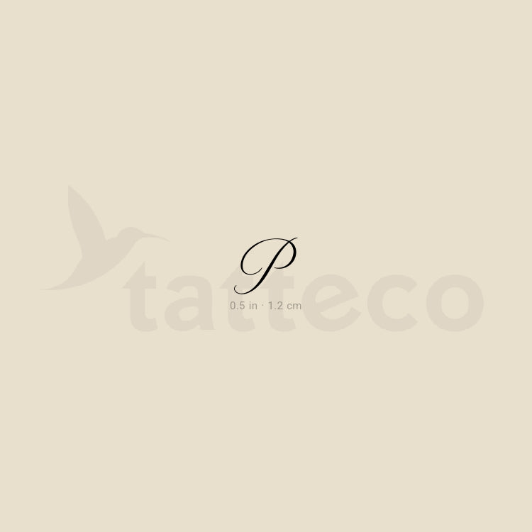 Letter P Script Temporary Tattoo - Set of 3