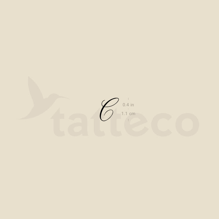 Letter C Script Temporary Tattoo - Set of 3