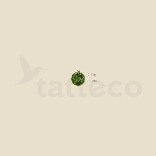 Green Christmas Bauble Temporary Tattoo - Set of 3