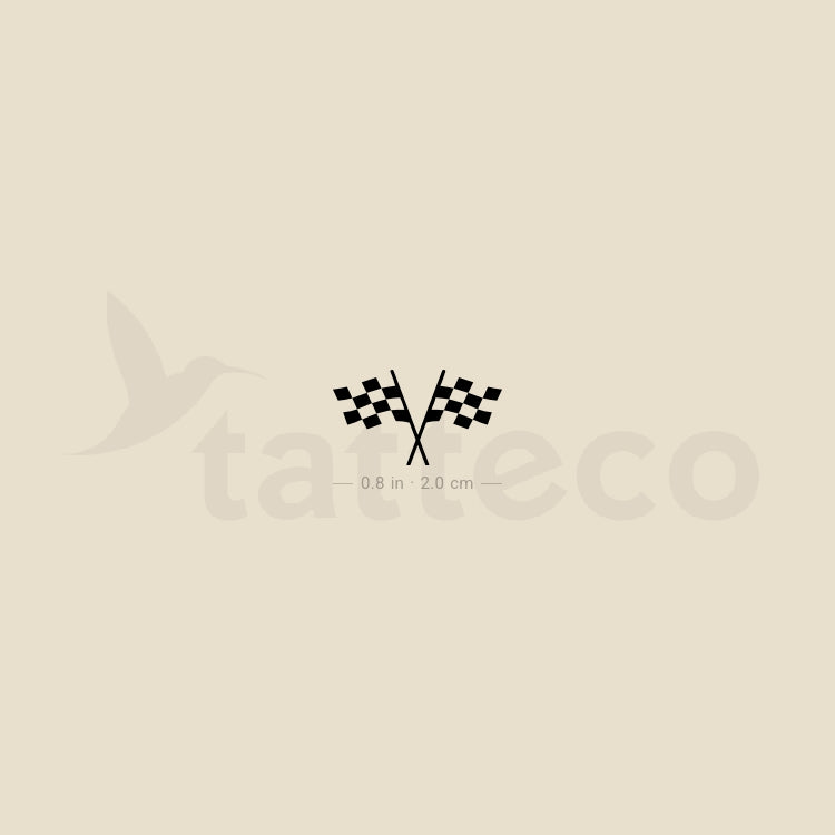 Double Checkered Flag Temporary Tattoo - Set of 3