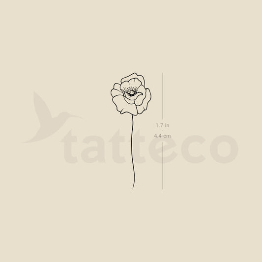 Line Art Poppy Temporary Tattoo - Set of 3