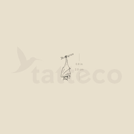 Fine Line Sleeping Bat Temporary Tattoo - Set of 3