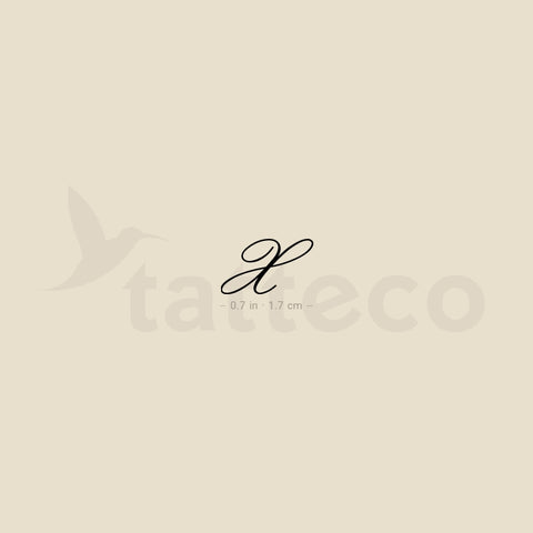 Letter X Script Temporary Tattoo - Set of 3
