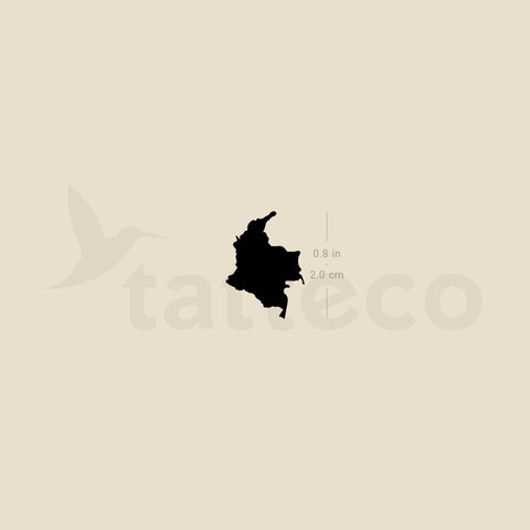 Small Colombia Map Temporary Tattoo - Set of 3
