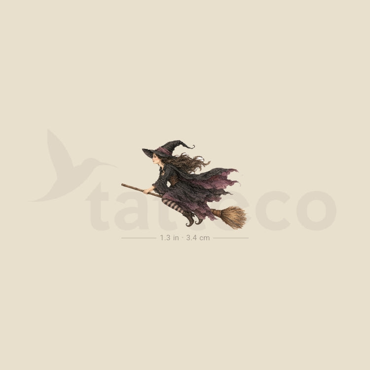 Watercolor Witch Temporary Tattoo - Set of 3