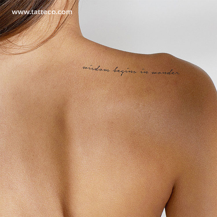 Tatuaje temporal "La sabiduría comienza con la maravilla" (juego de 3)