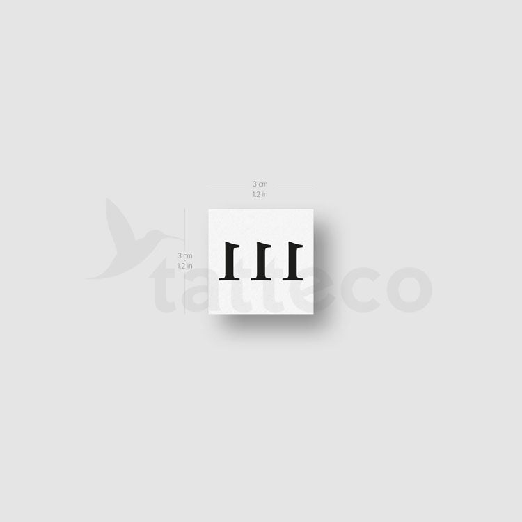 Tatuaje temporal del número angelical 111 (juego de 3)