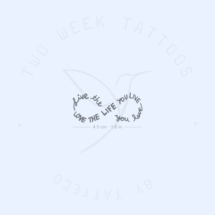 Tatuaje semipermanente "Infinito, ama la vida que vives" - Juego de 2