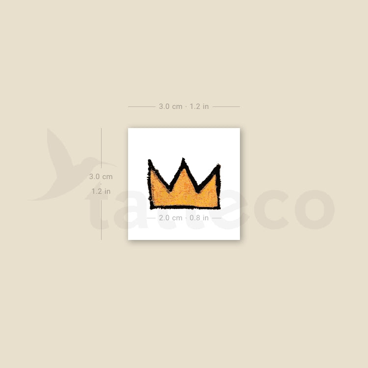 Hand-Drawn Yellow Crown Temporary Tattoo - Set of 3
