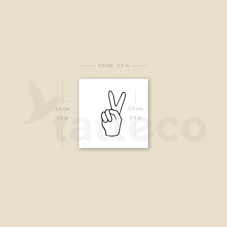 V Sign Temporary Tattoo - Set of 3