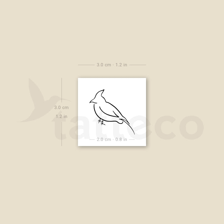 Fine Line Cardinal Temporary Tattoo - Set of 3