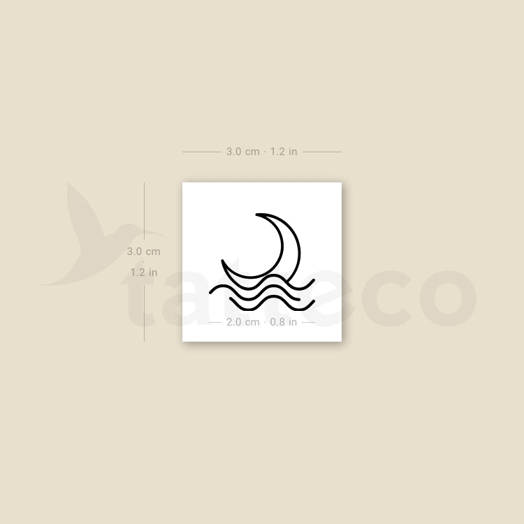 Minimalist Sea Moonset Temporary Tattoo - Set of 3