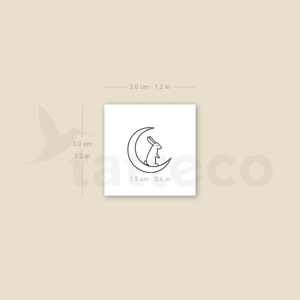 Crescent Moon and Rabbit Temporary Tattoo - Set of 3