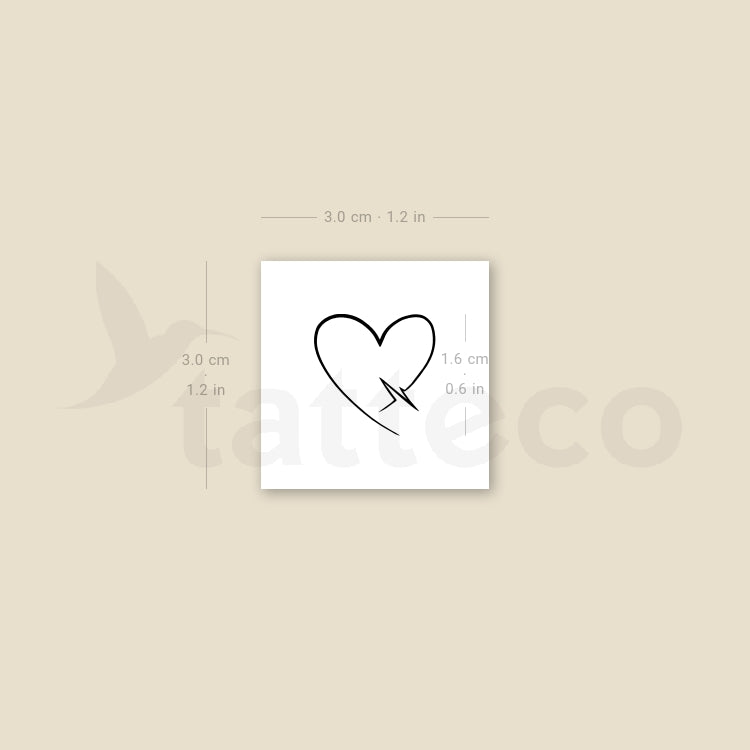 Heart and Heartbeat Temporary Tattoo - Set of 3