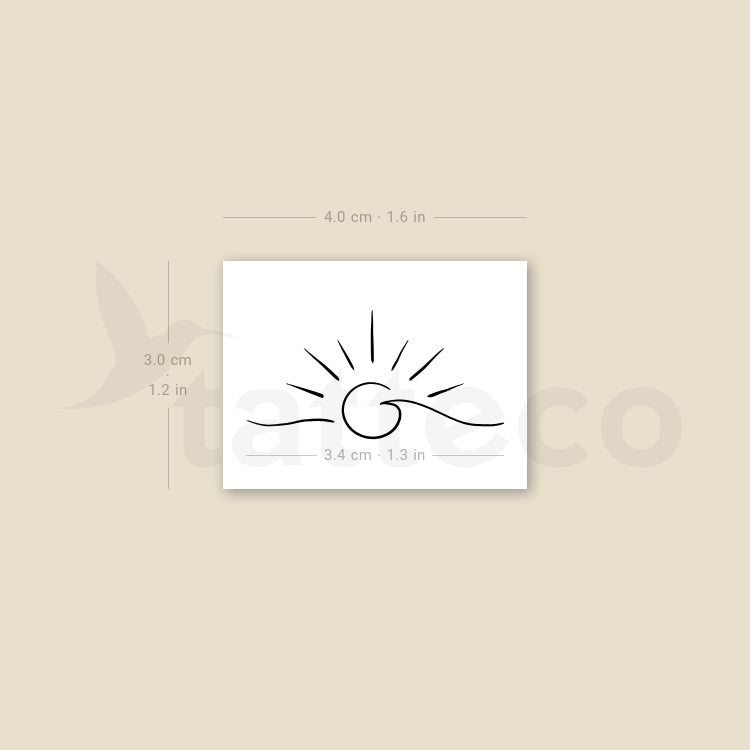 Wave Sunset Temporary Tattoo - Set of 3