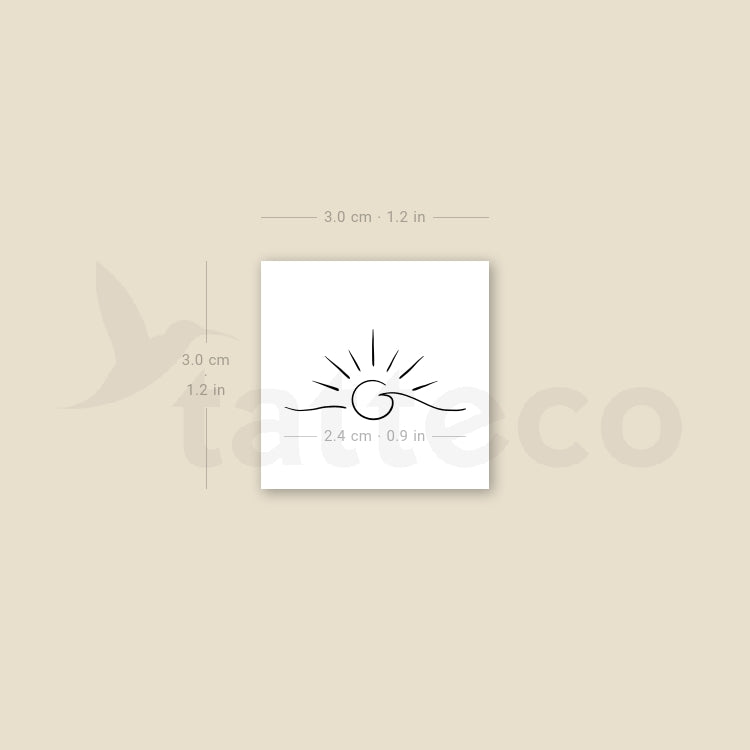 Small Wave Sunset Temporary Tattoo - Set of 3