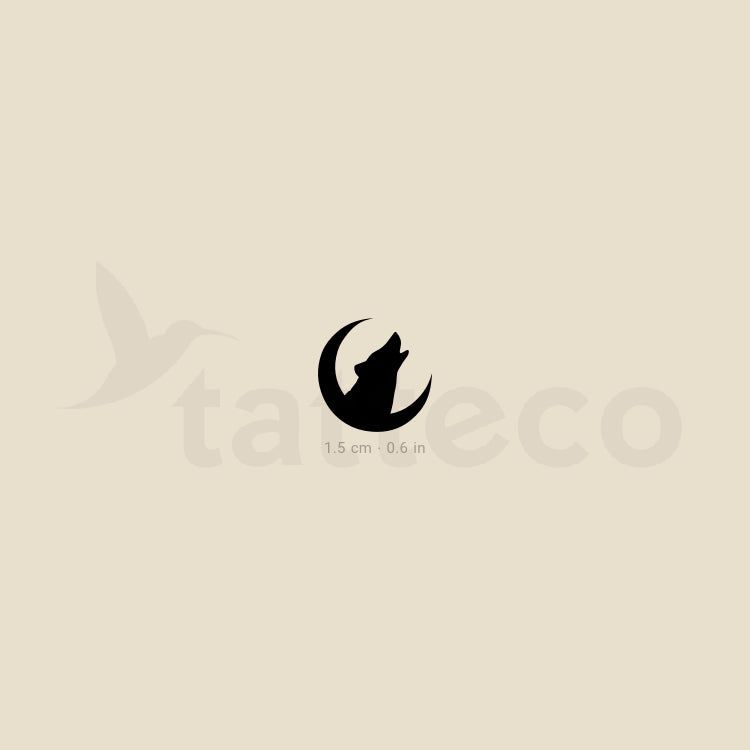 Tatuaje temporal de luna creciente y lobo (juego de 3)