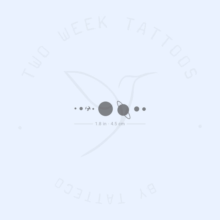 Tatuaje semipermanente minimalista del sistema solar (juego de 2)