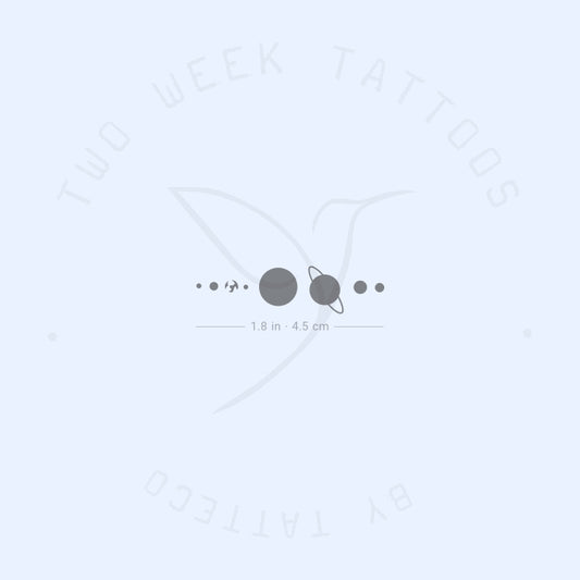 Tatuaje semipermanente minimalista del sistema solar (juego de 2)
