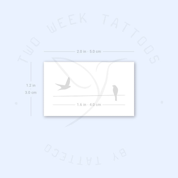 Bird Couple On A Wire 2-Week Temporary Tattoo - Set of 2