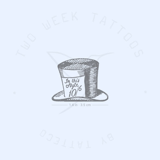 Tatuaje semipermanente del sombrero del Sombrerero Loco (juego de 2)