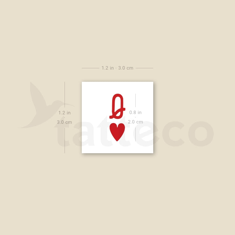 Queen of Hearts Temporary Tattoo - Set of 3