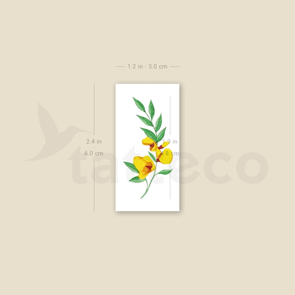 Yellow Flower Temporary Tattoo by Zihee - Set of 3