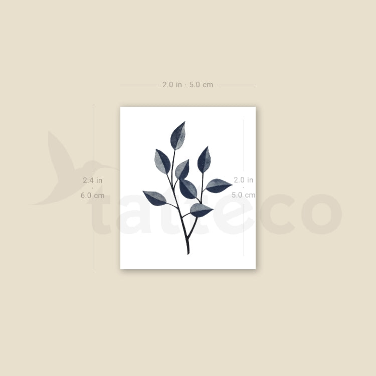 Grey Leaves Temporary Tattoo - Set of 3