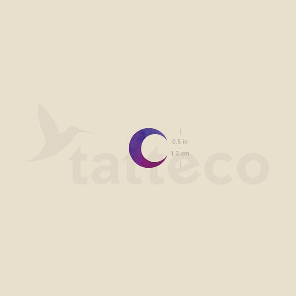 Purple Crescent Moon Temporary Tattoo - Set of 3