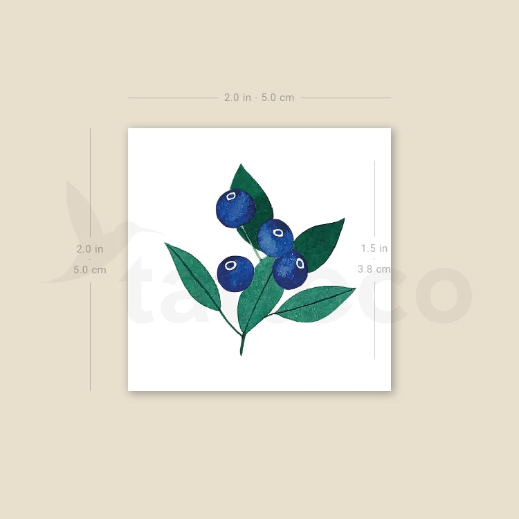 Blueberry Temporary Tattoo by Zihee - Set of 3