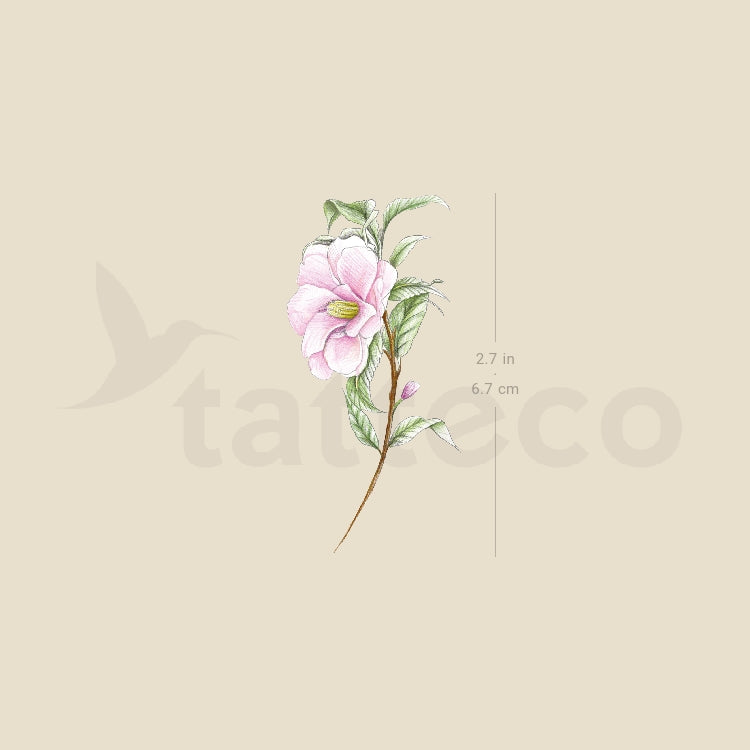Illustrative Camellia Temporary Tattoo - Set of 3