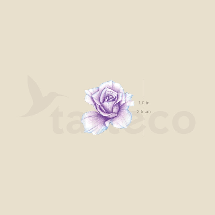 Illustrative Purple Rose Head Temporary Tattoo - Set of 3