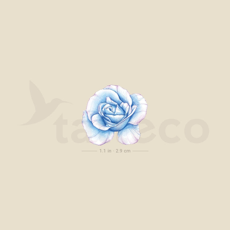 Illustrative Blue Rose Head Temporary Tattoo - Set of 3