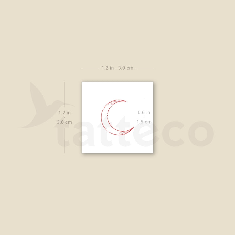 Crescent Moon Type I [Red] by Jakenowicz Temporary Tattoo - Set of 3