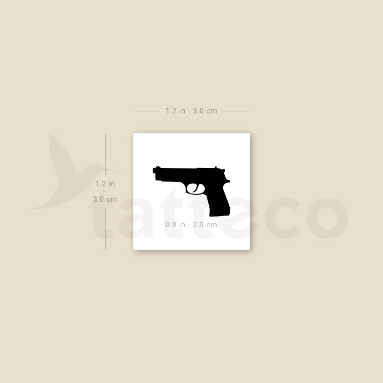 Small Gun Temporary Tattoo - Set of 3