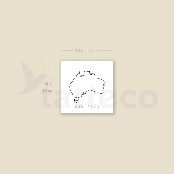 Fine Line Australia Map Temporary Tattoo - Set of 3