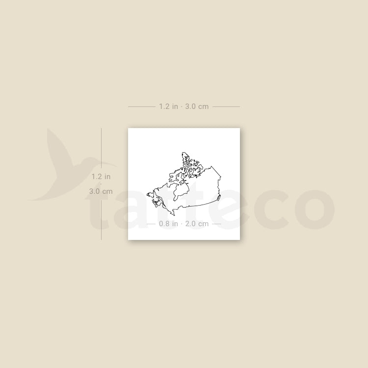 Fine Line Canada Map Temporary Tattoo - Set of 3
