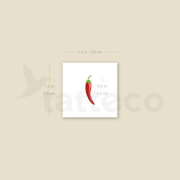 Red Chili Pepper Temporary Tattoo - Set of 3