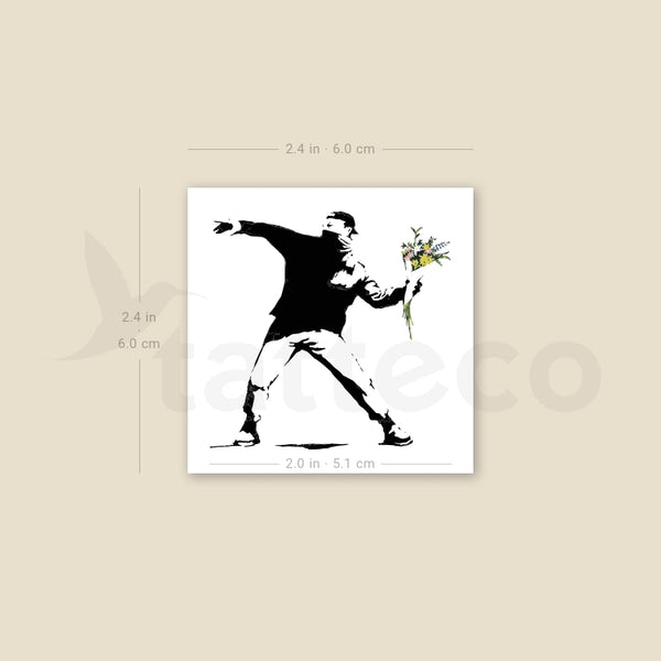 Banksy's Flower Thrower Temporary Tattoo - Set of 3