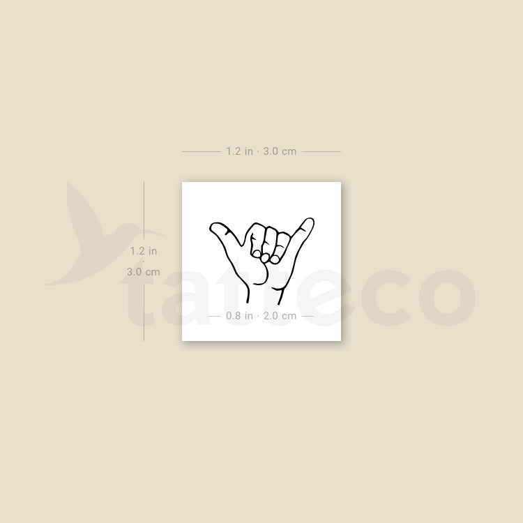 Shaka Hand Gesture Temporary Tattoo - Set of 3