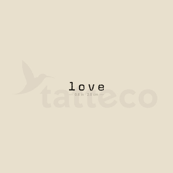 Typewriter Font Love Temporary Tattoo - Set of 3